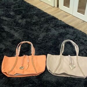 NWT Badgley Mischka Decorative Chain Tote - TAUPE AVAILABLE, CORAL SOLD